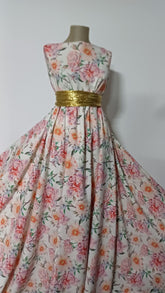 Latina Spandex -Alb cu Bujori Roz STO1301